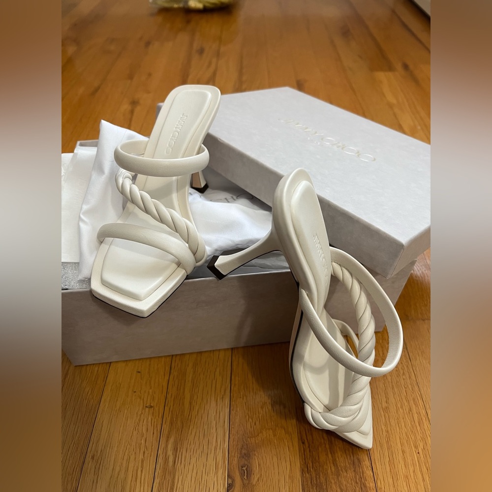 Jimmy Choo Diosa White leather Mules Size 37